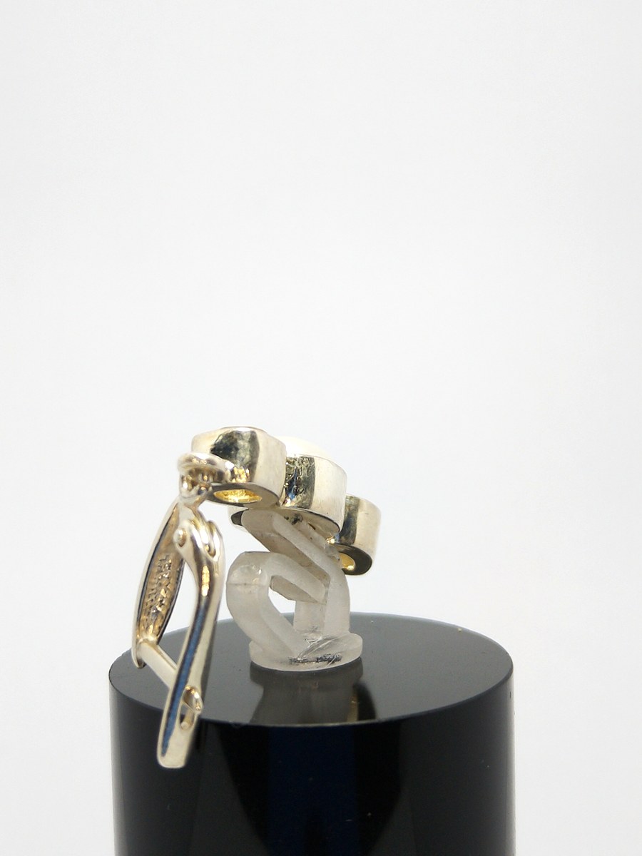 Silver earrings with citrine and pearls — 360° view