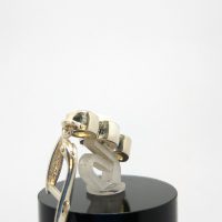 Silver earrings with citrine and pearls — 360° view
