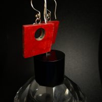 Sterling silver earrings natural coral — 360° view
