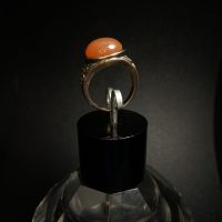 Size Q, vintage 925 sterling silver ring, natural carnelian — 360° view