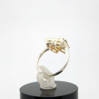 Ring with natural gemstones: sapphire, spinel, citrine, butterfly sterling silver 925, size O — 360° view