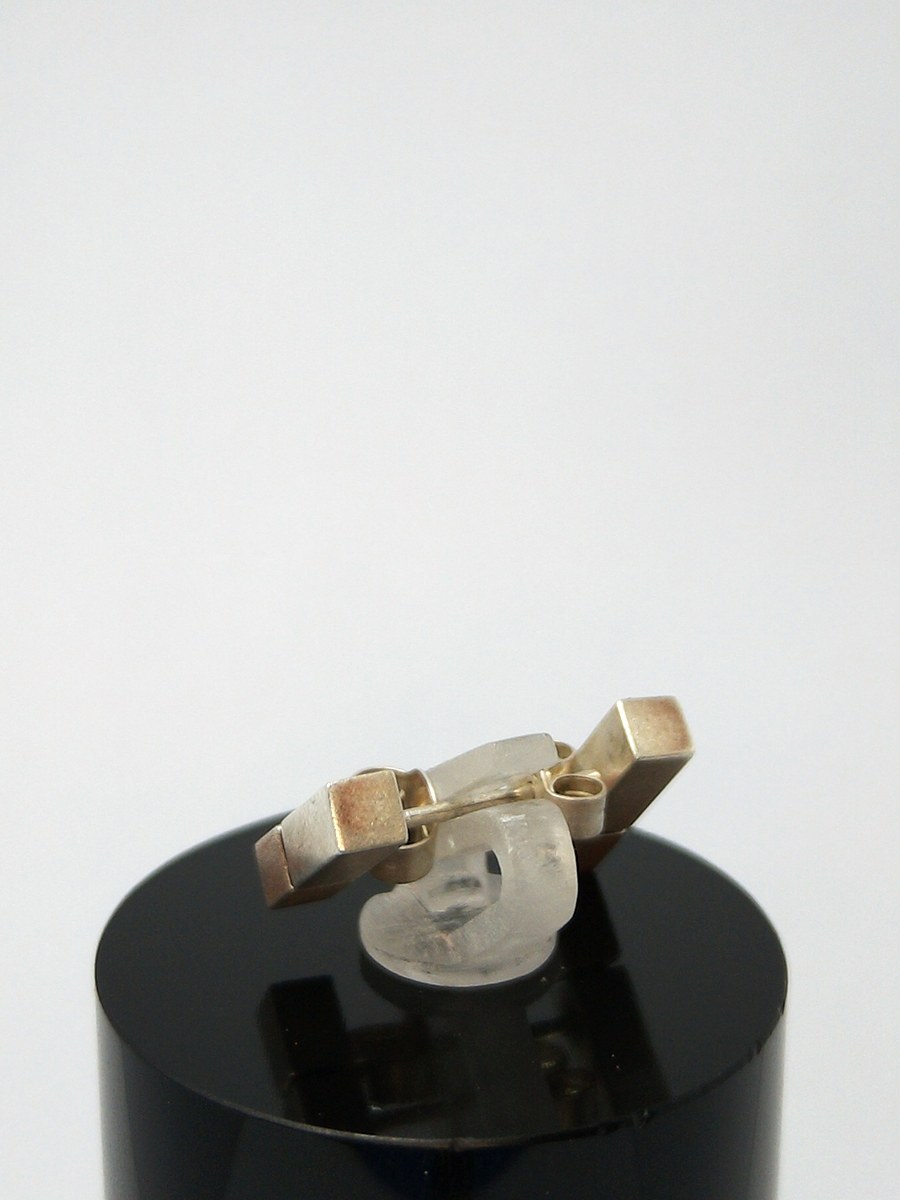 Fashion sterling silver stud earrings — 360° view