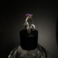 Silver 925 ring with natural amethyst, size N — 360° view
