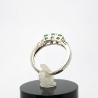 Luxury vintage sterling silver ring with emeralds and topazes. Size R — 360° view