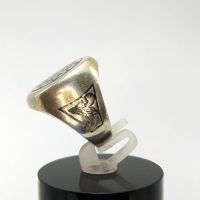 Vintage Soviet 875 Silver Niello Signet Ring Floral Engraved USSR UK Size M — 360° view