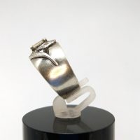 Vintage Soviet 875 Silver Wide Band Ring Fianite Stones USSR UK Size M — 360° view